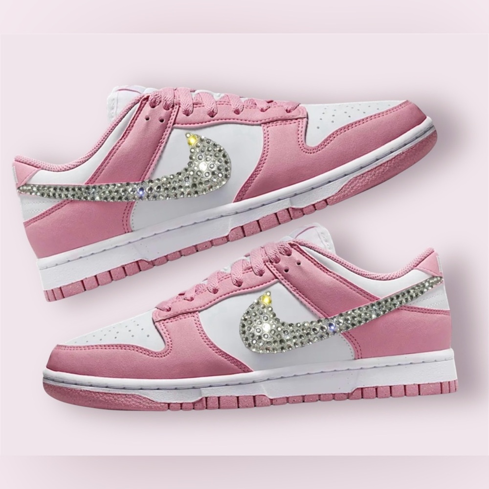 Swarovski Pink Dunk Custom Nike Sneakers Nike Bling Valentines Collection